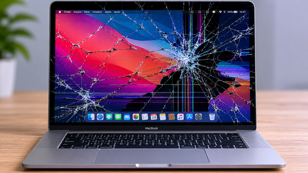 Notebook da Apple com tela quebrada O que fazer